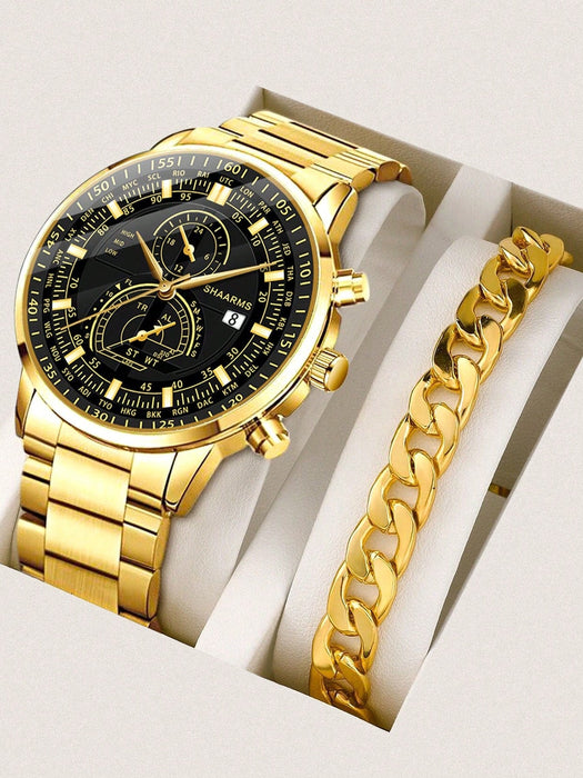 SHEIN Reloj y pulsera con detalle de calendario para hombre - Quierox - Tienda Online