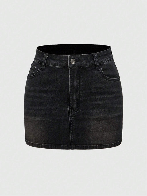 SHEIN ROMWE Grunge Punk Minifalda de mezclilla con bolsillos, diseño de cruz y alas - Quierox - Tienda Online