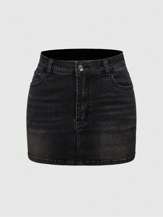 SHEIN ROMWE Grunge Punk Minifalda de mezclilla con bolsillos, diseño de cruz y alas - Quierox - Tienda Online