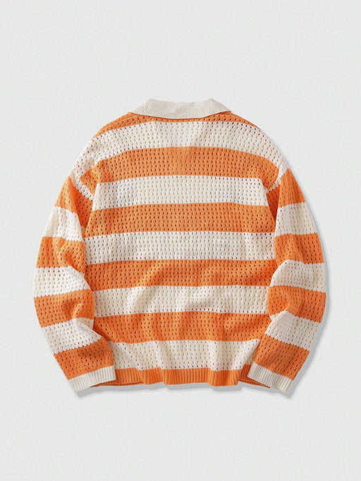 SHEIN ROMWE MEN Prep Jersey de hombre con rayas y bordado de letras - Quierox - Tienda Online