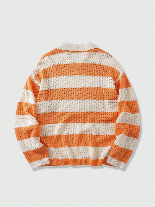 SHEIN ROMWE MEN Prep Jersey de hombre con rayas y bordado de letras - Quierox - Tienda Online