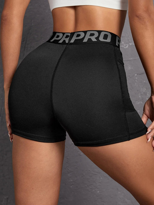 SHEIN Running Pantalones cortos deportivos de cintura con cinta de letras - Quierox - Tienda Online
