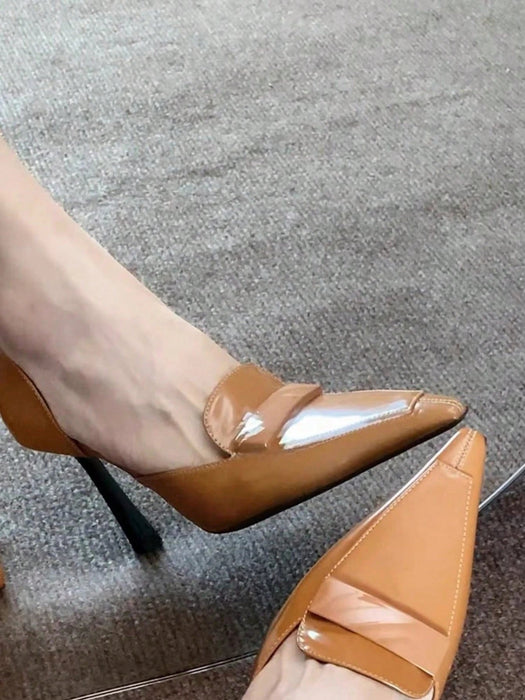 SHEIN Sandalias brillantes de tacón alto con aberturas laterales, para mujer - Quierox - Tienda Online