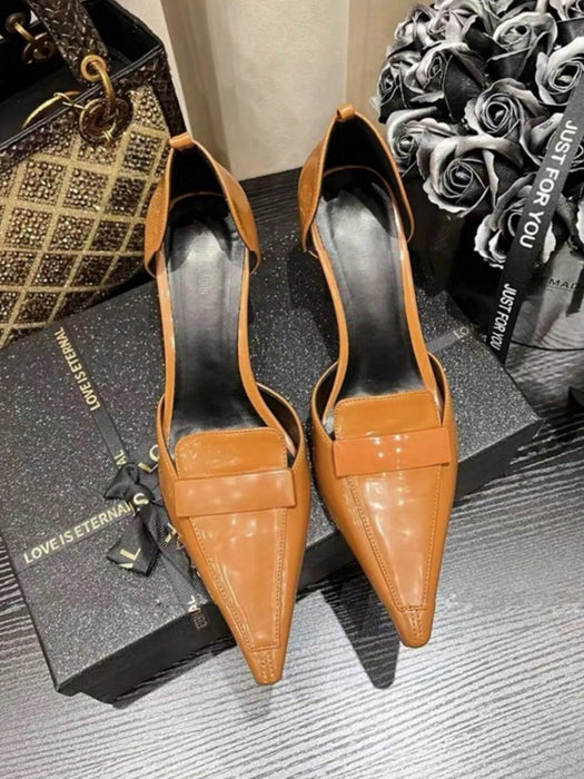 SHEIN Sandalias brillantes de tacón alto con aberturas laterales, para mujer - Quierox - Tienda Online