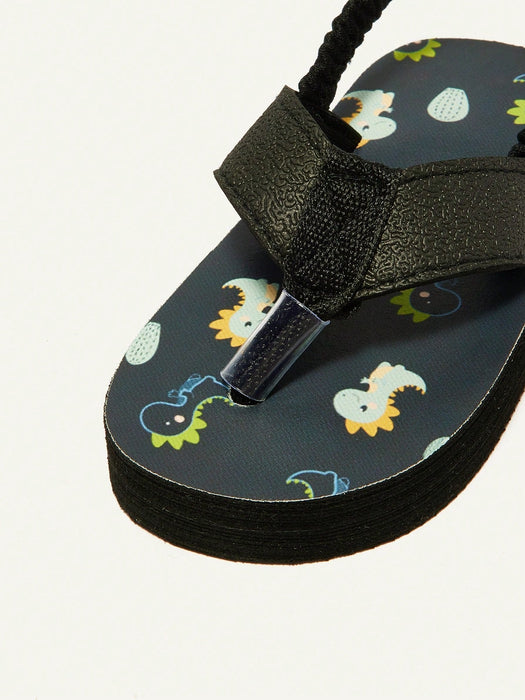 Shein Sandalias casuales de punta abierta Cozy Pixies Summer Vacation con un divertido estampado de dinosaurios - Quierox - Tienda Online