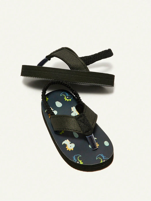Shein Sandalias casuales de punta abierta Cozy Pixies Summer Vacation con un divertido estampado de dinosaurios - Quierox - Tienda Online