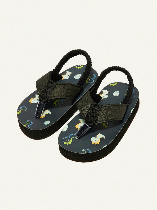 Shein Sandalias casuales de punta abierta Cozy Pixies Summer Vacation con un divertido estampado de dinosaurios - Quierox - Tienda Online