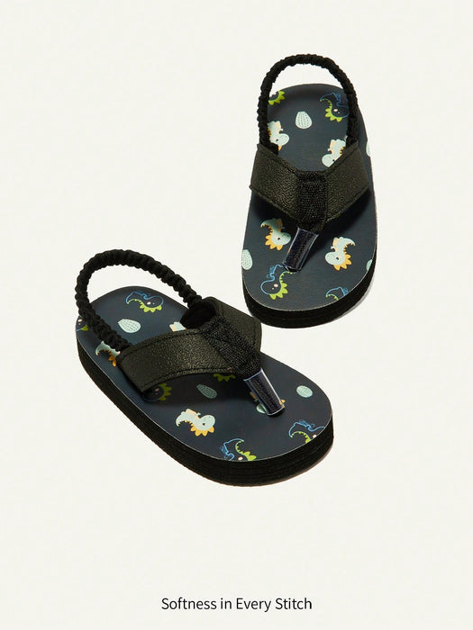 Shein Sandalias casuales de punta abierta Cozy Pixies Summer Vacation con un divertido estampado de dinosaurios - Quierox - Tienda Online