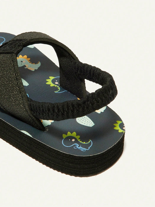 Shein Sandalias casuales de punta abierta Cozy Pixies Summer Vacation con un divertido estampado de dinosaurios - Quierox - Tienda Online