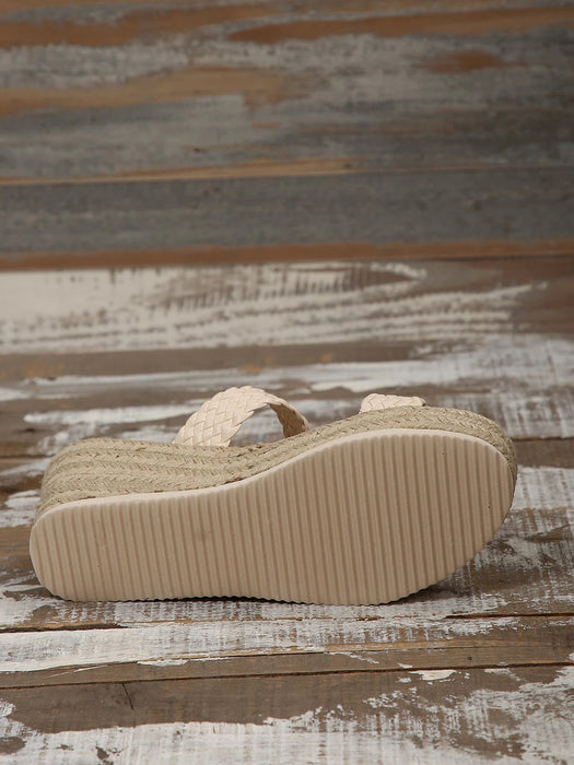 Shein Sandalias de cuña con cuerda de cáñamo tejida, de moda, ligeras, versátiles, cómodas y elegantes - Quierox - Tienda Online