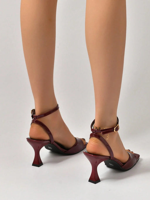 SHEIN Sandalias de tacón alto con punta cuadrada para mujer, con cordones y punta abierta - Quierox - Tienda Online