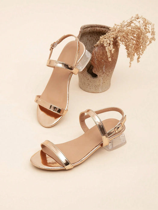 Shein Sandalias de tacón alto con tira y tacón transparente - Quierox - Tienda Online