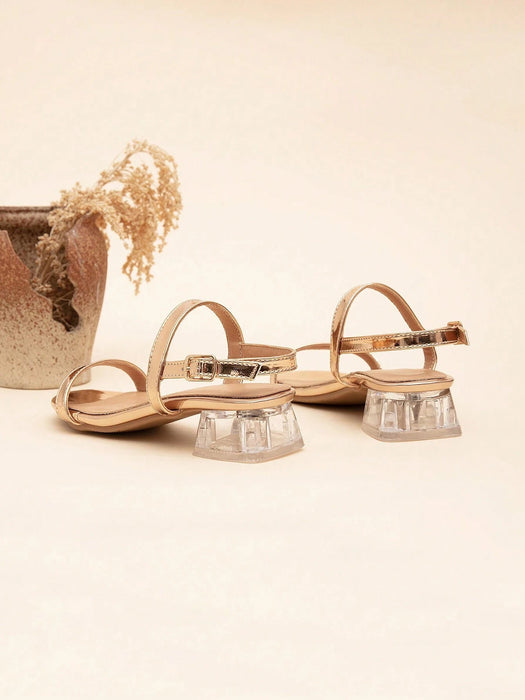 Shein Sandalias de tacón alto con tira y tacón transparente - Quierox - Tienda Online