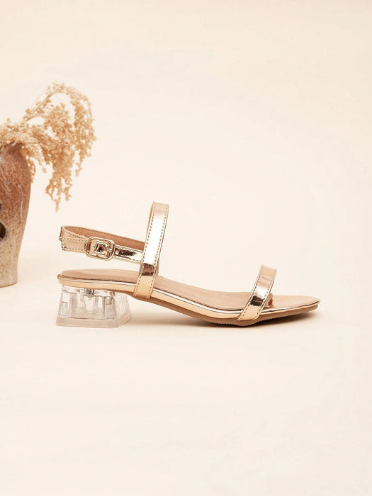 Shein Sandalias de tacón alto con tira y tacón transparente - Quierox - Tienda Online