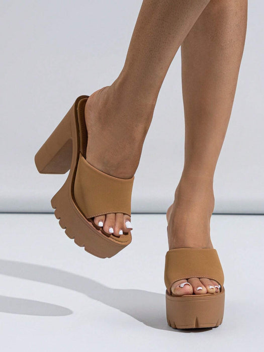 SHEIN Sandalias de tacón alto informales, transpirables, color marrón, con plataforma, sin cordones - Quierox - Tienda Online