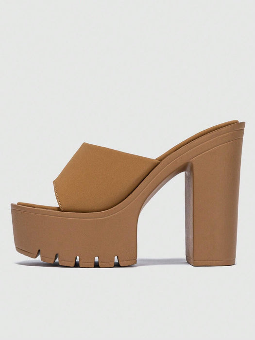 SHEIN Sandalias de tacón alto informales, transpirables, color marrón, con plataforma, sin cordones - Quierox - Tienda Online