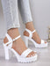 Shein Sandalias de tacón alto para mujer con plataforma gruesa e impermeable, estilo peep - toe y puntera abierta - Quierox - Tienda Online