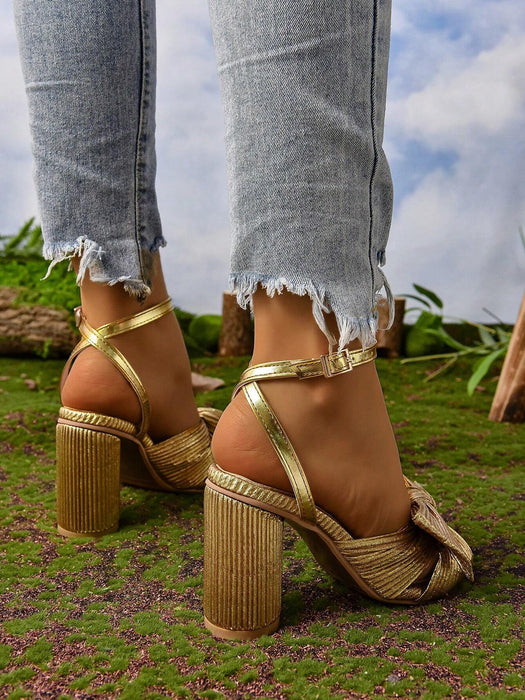 SHEIN Sandalias de tacón alto para mujer, primavera y verano, tacón grueso redondo - Quierox - Tienda Online