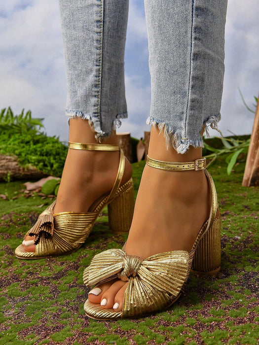 SHEIN Sandalias de tacón alto para mujer, primavera y verano, tacón grueso redondo - Quierox - Tienda Online