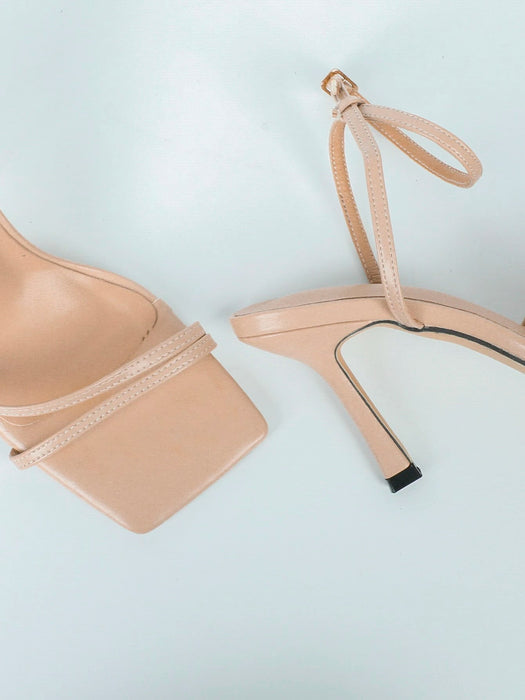 Shein Sandalias de tacón de aguja con tira al tobillo y hebilla decorativa para mujer - Quierox - Tienda Online