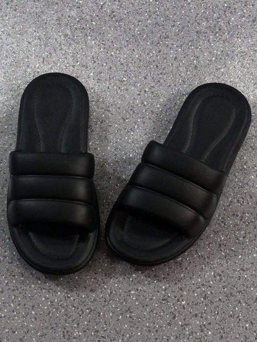 Shein Sandalias de una sola banda para mujer, de EVA sólida, color negro - Quierox - Tienda Online