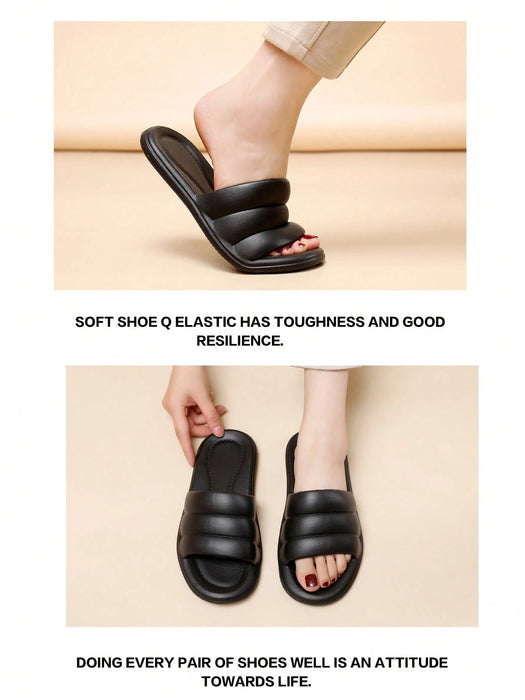 Shein Sandalias de una sola banda para mujer, de EVA sólida, color negro - Quierox - Tienda Online