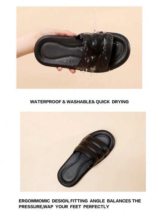 Shein Sandalias de una sola banda para mujer, de EVA sólida, color negro - Quierox - Tienda Online