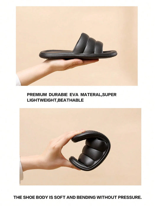 Shein Sandalias de una sola banda para mujer, de EVA sólida, color negro - Quierox - Tienda Online