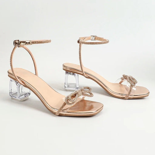 Shein Sandalias de verano con tacón alto y hebilla para mujer, sandalias de moda con hebilla en el tobillo y nudo - Quierox - Tienda Online