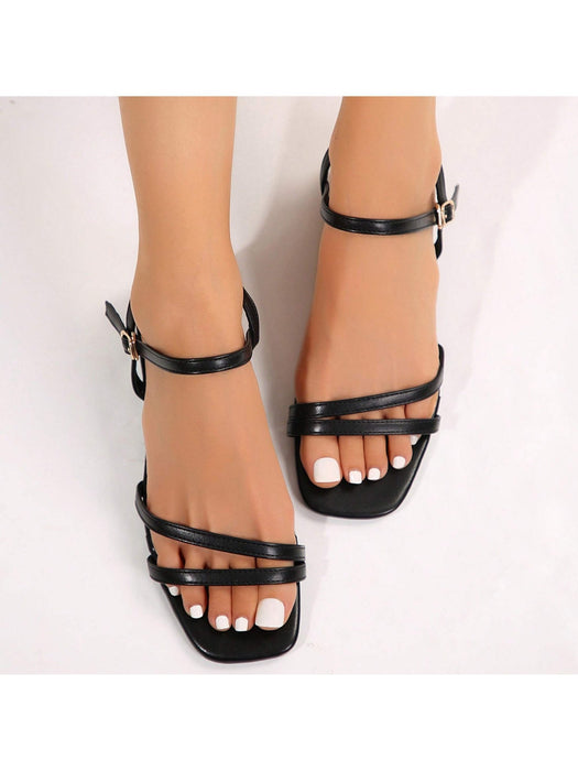 Shein Sandalias elegantes con tiras en el tobillo para mujer - Quierox - Tienda Online