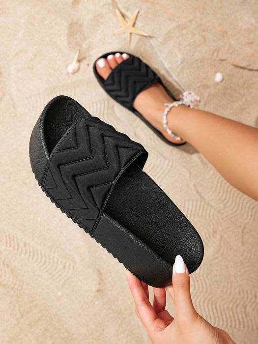 SHEIN sandalias negras de verano para mujer con patrón de ondas - Quierox - Tienda Online