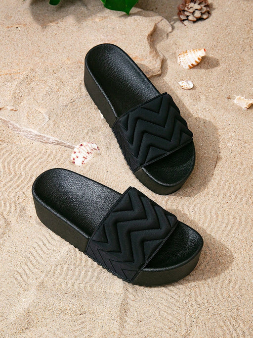 SHEIN sandalias negras de verano para mujer con patrón de ondas - Quierox - Tienda Online