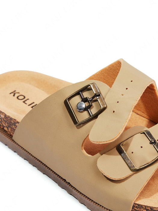 SHEIN Sandalias planas de mujer Hebilla Botón - Quierox - Tienda Online