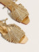 Shein Sandalias planas doradas con tiras trenzadas y textura aleatoria para mujer - Quierox - Tienda Online