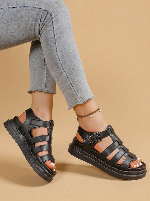 SHEIN Sandalias planas para mujer de verano con suela gruesa, estilo romano, antideslizantes - Quierox - Tienda Online
