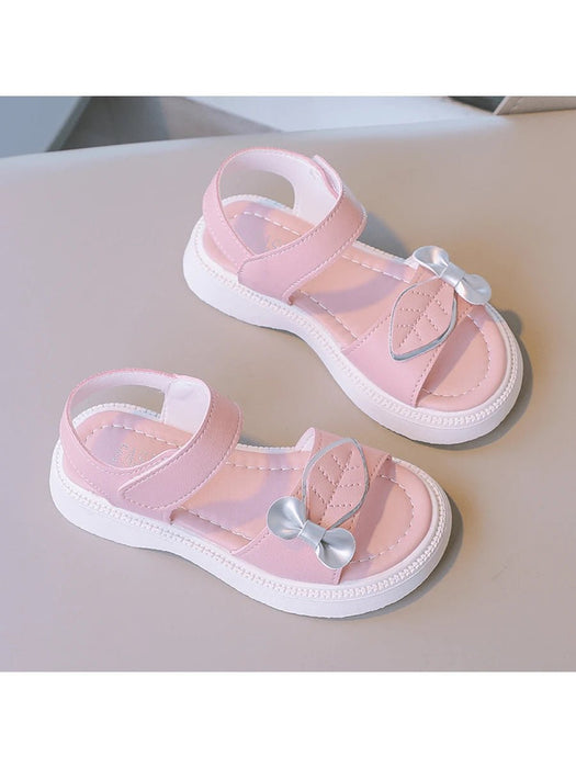 Shein Sandalias planas para niñas, modernas y cómodas, con detalle de lazo y hojas decoradas - Quierox - Tienda Online