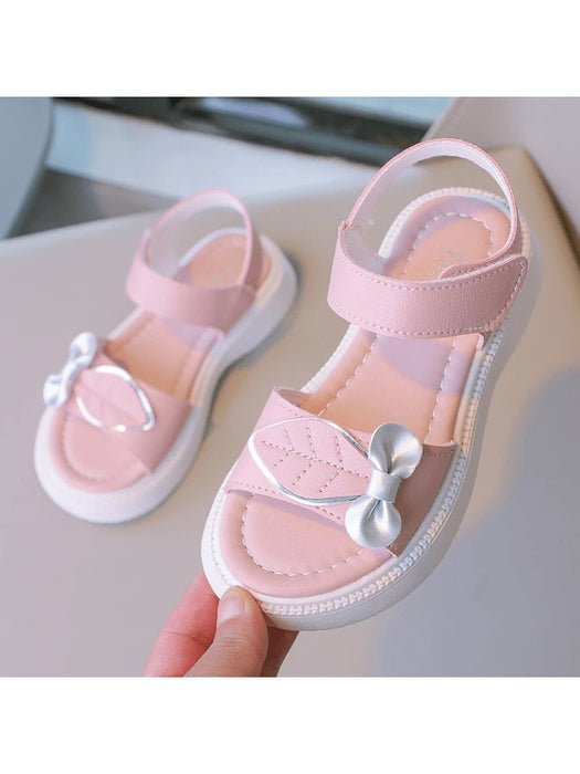 Shein Sandalias planas para niñas, modernas y cómodas, con detalle de lazo y hojas decoradas - Quierox - Tienda Online