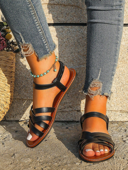 SHEIN sandalias planas romanas con tiras para mujer - Quierox - Tienda Online