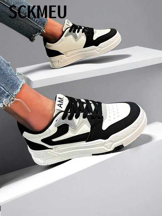 Shein SCKMEU - 1 par de zapatillas informales de moda para mujer, ligeras y vulcanizadas - Quierox - Tienda Online