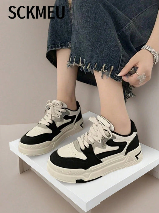 Shein SCKMEU - 1 par de zapatillas informales de moda para mujer, ligeras y vulcanizadas - Quierox - Tienda Online