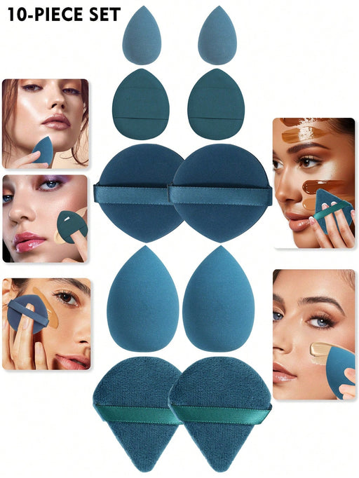 SHEIN Set de 10 piezas de herramientas de maquillaje todo en uno, esponjas de maquillaje - Quierox - Tienda Online