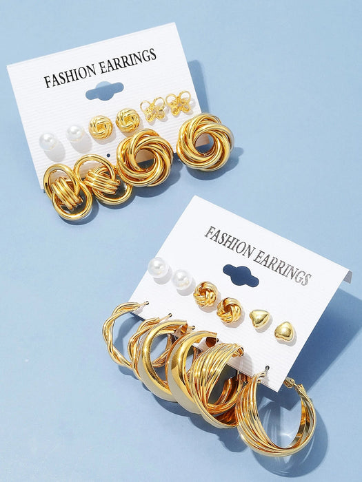 SHEIN Set de 11 pares de aretes decorados con perlas falsas y corazones - Quierox - Tienda Online