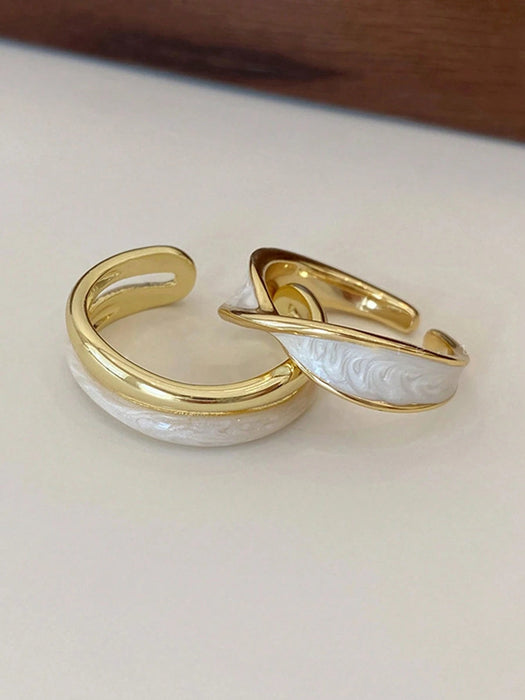 Shein Set de 2 anillos de capa doble de color oro y cruz enchapada - Quierox - Tienda Online