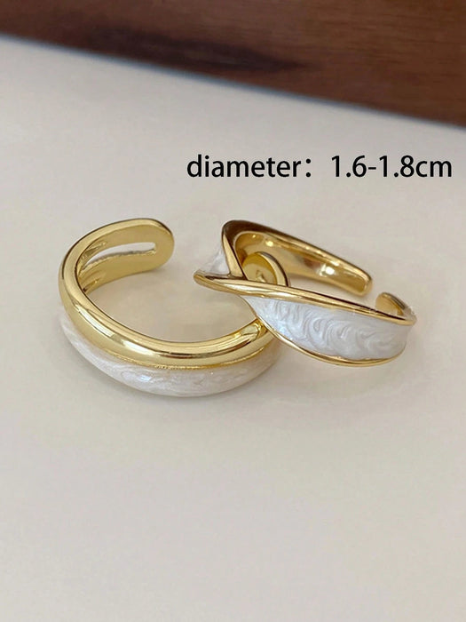 Shein Set de 2 anillos de capa doble de color oro y cruz enchapada - Quierox - Tienda Online