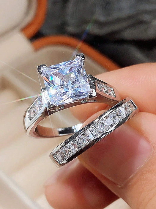 SHEIN Set de 2 anillos de circonita cúbica de moda - Quierox - Tienda Online