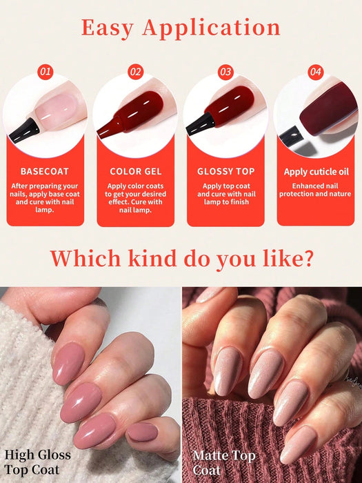 Shein Set de 2 esmaltes de uñas en gel UV/LED de 7 ml, sin necesidad de limpiar, con capa base y capa superior. - Quierox - Tienda Online