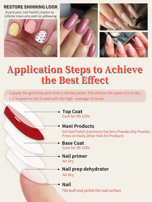 Shein Set de 2 esmaltes de uñas en gel UV/LED de 7 ml, sin necesidad de limpiar, con capa base y capa superior. - Quierox - Tienda Online