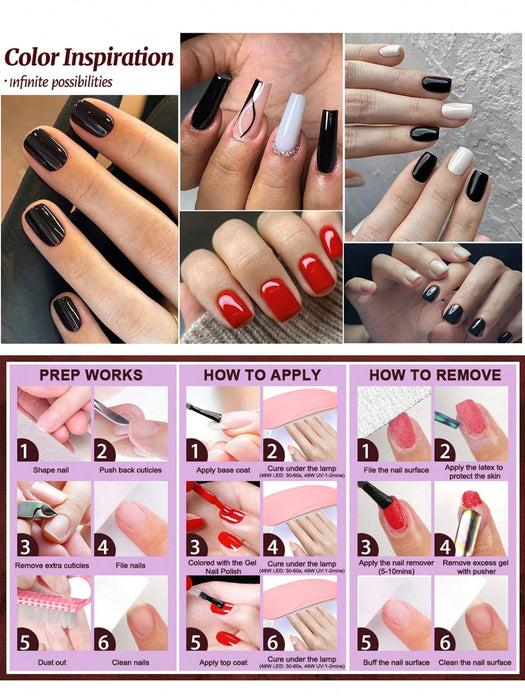 Shein Set de 2 esmaltes de uñas en gel UV/LED de 7 ml, sin necesidad de limpiar, con capa base y capa superior. - Quierox - Tienda Online