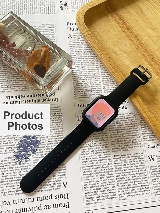 SHEIN Set de 2 piezas: Correa de reloj deportiva de silicona suave negra + Protector de pantalla - Quierox - Tienda Online