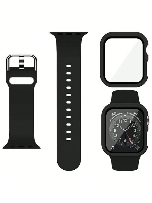 SHEIN Set de 2 piezas: Correa de reloj deportiva de silicona suave negra + Protector de pantalla - Quierox - Tienda Online